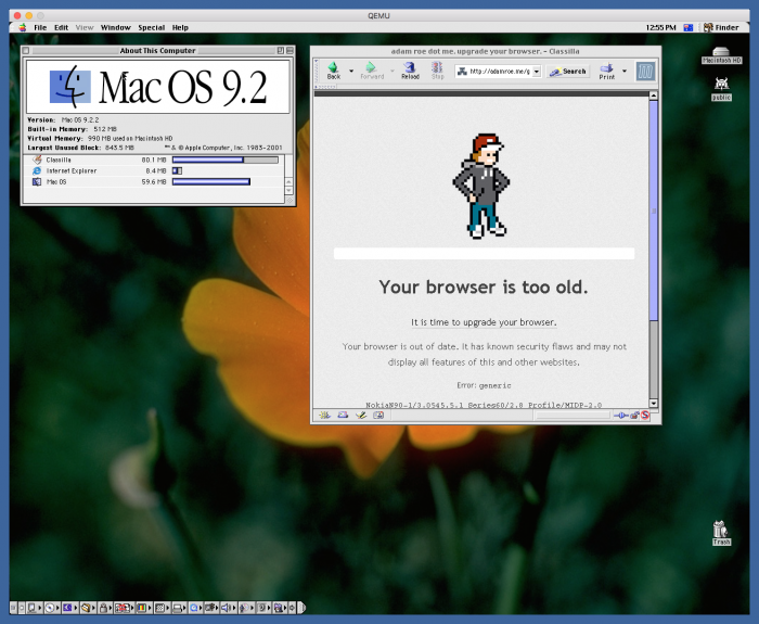 Mac OS 9.2.2 running on QEMU 1.8