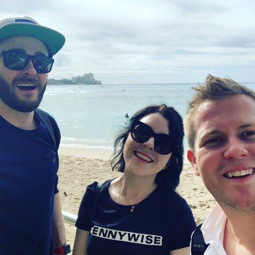 Adam, Ash and Chris on Waikiki Beach